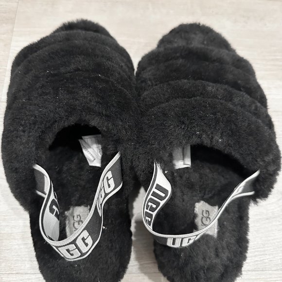 UGG Fluff Yeah Ruby Black Slippers- Size 9 - Picture 4 of 9